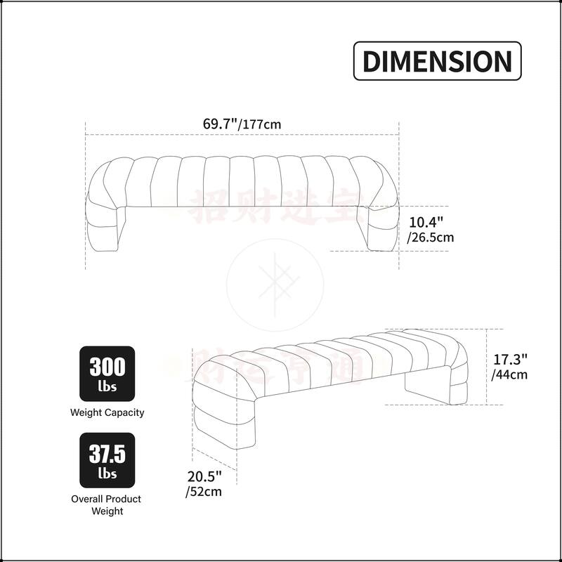 69.7"Wide Upholstered Armless Bed Bench