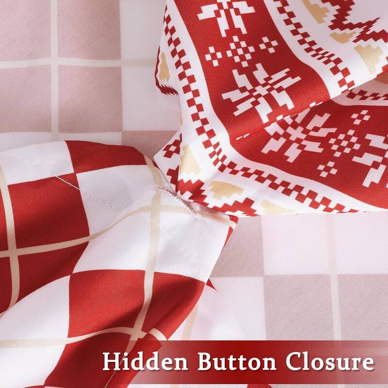 Red Checkered Christmas Duvet Cover Set, Decorations Bedding Set
