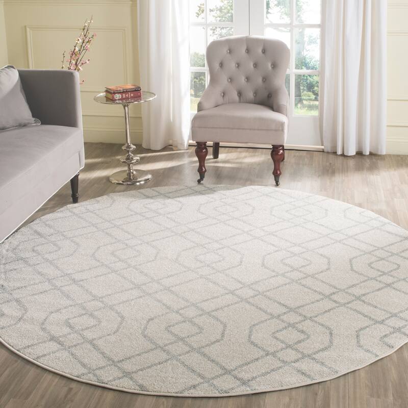 SAFAVIEH Amherst Aureliane Modern Rug - 7' Round - Ivory/Light Grey
