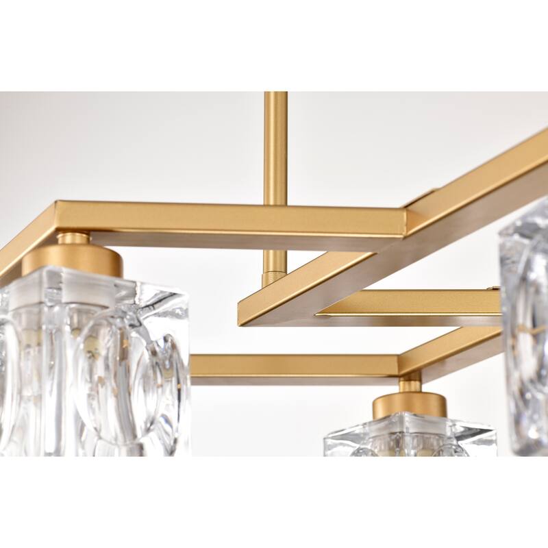 Modern 8-Light Crystal Chandelier Matte Gold Industrial Metal Chandelier, for Dining Room Kitchen, Living Room