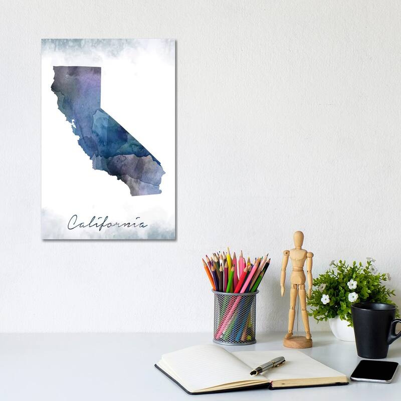 iCanvas "California State Bluish" by WallDecorAddict Canvas Print - 12x8x0.75