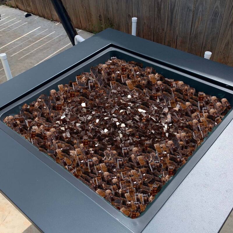 Copper Tempered Reflective Crushed Fire Glass 1/2 Inch Fire Pit Rocks - 1/2 inch