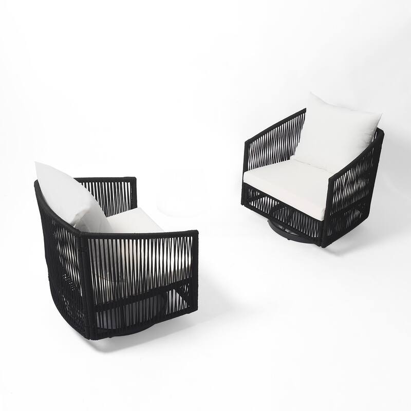 3-piece Cushioned Swivel Patio Wicker Furniture Set Outdoor Rattan Bistro Set