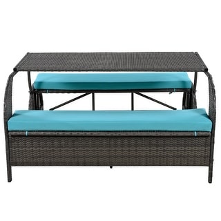 Lloyd Flanders Elevation Modern Outdoor Furniture Set With Teak Tables