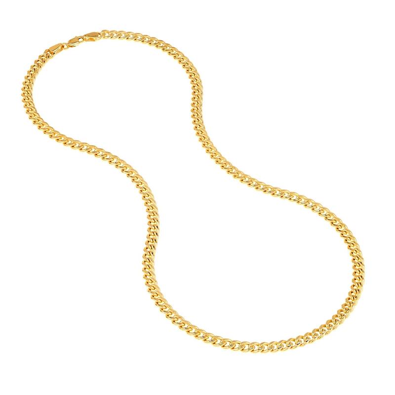 Curata 14k Yellow Gold 5.35mm Hollow T Miami Curb Chain Bracelet Lobster Lock Closure 8.50 Inch