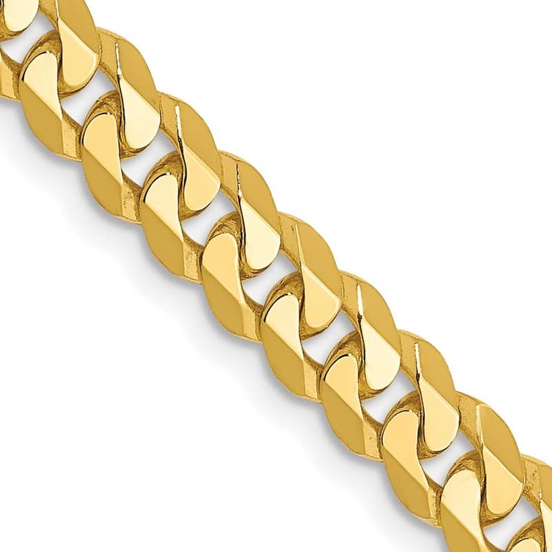 Curata 10k Lobster Claw Closure 4.6mm Flat Beveled Curb Chain Bracelet