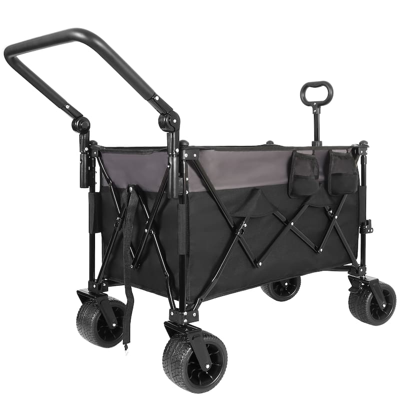 Multi-Functional Push-Pull Folding Wagon Cart With Rotating Handle & 360°All-Terrain Wheels-Heavy-Duty,Adjustable Design