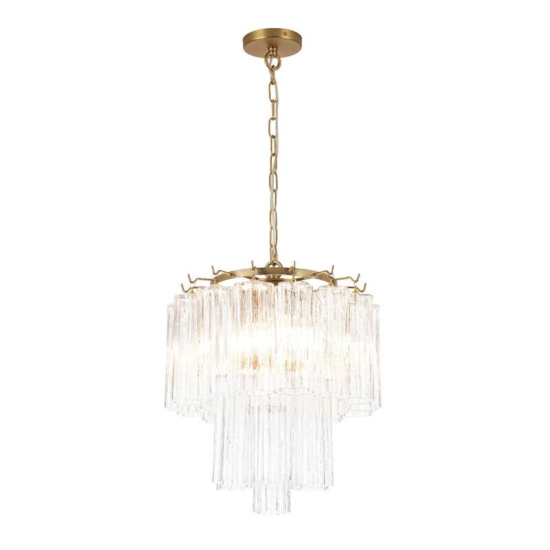 3-Light Modern Clear Textured Tronchi Glass Chandelier