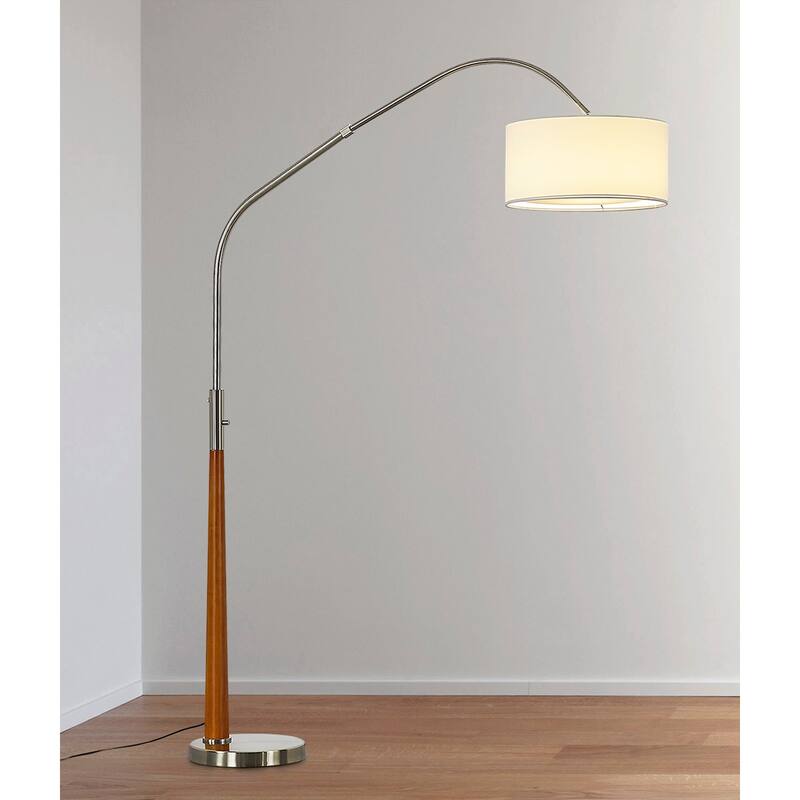 HOMEGLAM Century 81" Solid Wood Arched Floor Lamp with Dimmable LED Bulb