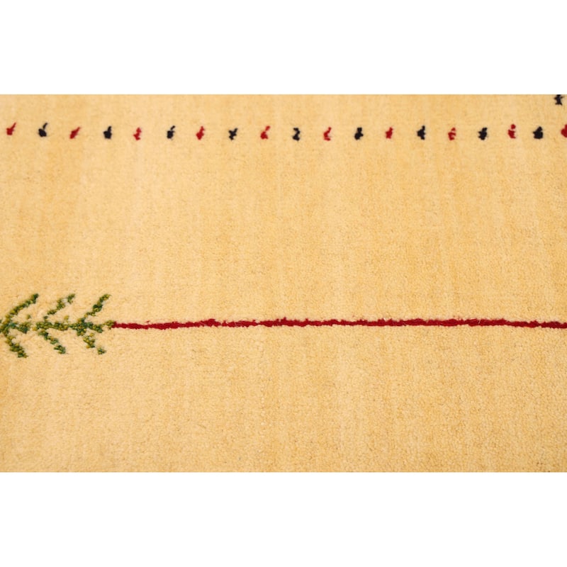 ECARPETGALLERY Hand Loomed Kashkuli Gabbeh Light Yellow Wool Rug - 3'11 x 5'8