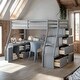 preview thumbnail 2 of 42, Twin Size Loft Bed with Desk,7 Drawers,2 Shelves and Pinewood Frame