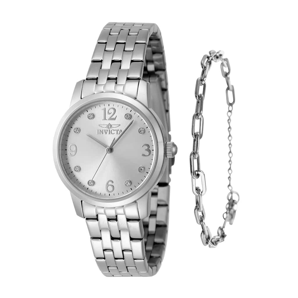 Invicta Women's 48255 Angel Quartz 3 Hand Silver Dial Watch