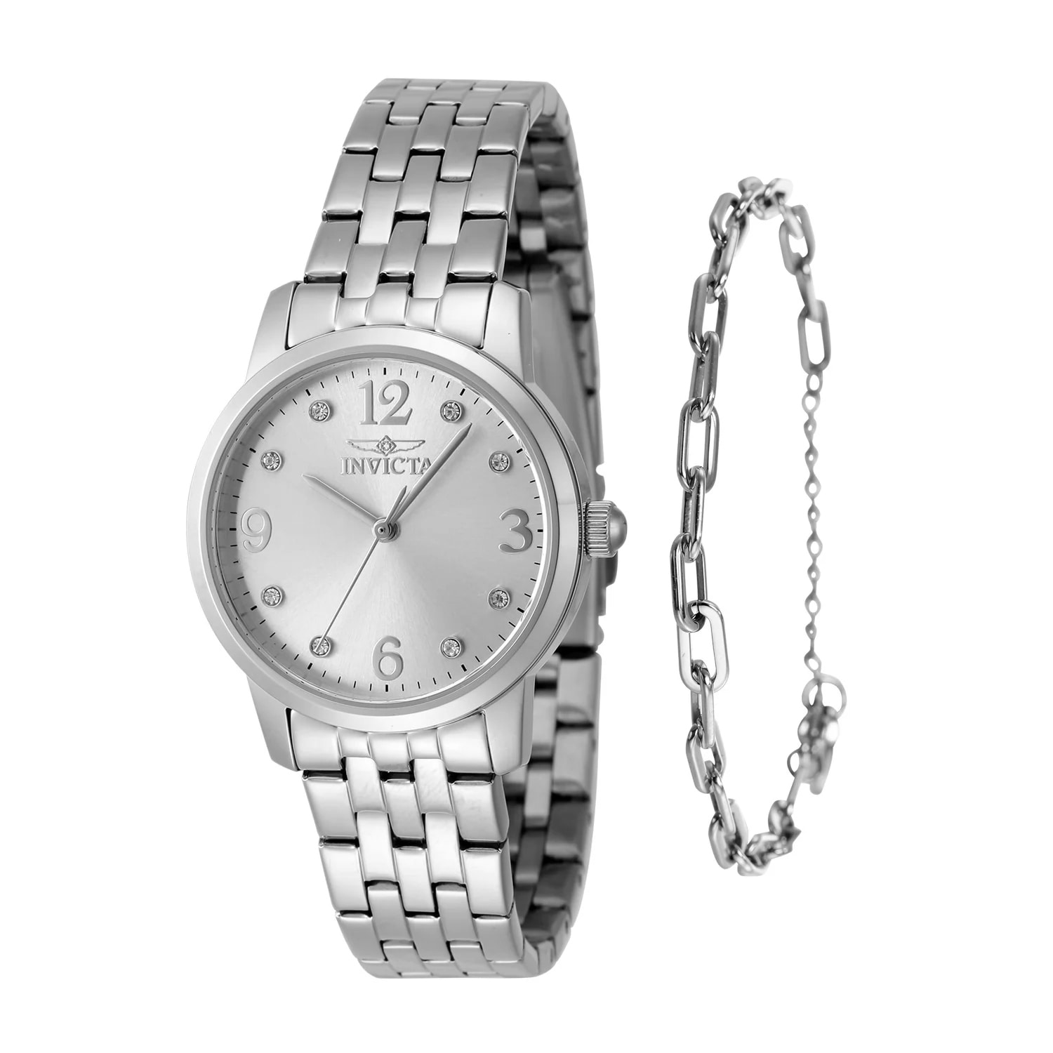 Invicta Women's 48255 Angel Quartz 3 Hand Silver Dial Watch
