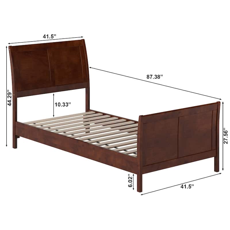 Valencia Solid Wood Low Profile Sleigh Platform Bed with Matching Footboard