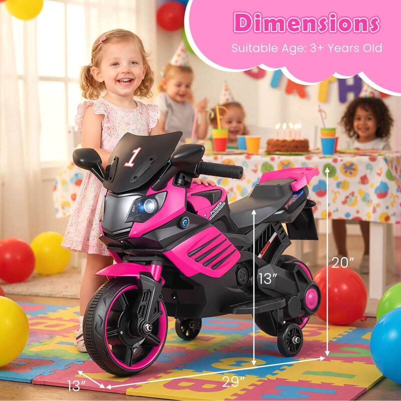 Costway 6V Kids Motorcycle with Music, Horn, Detachable Training