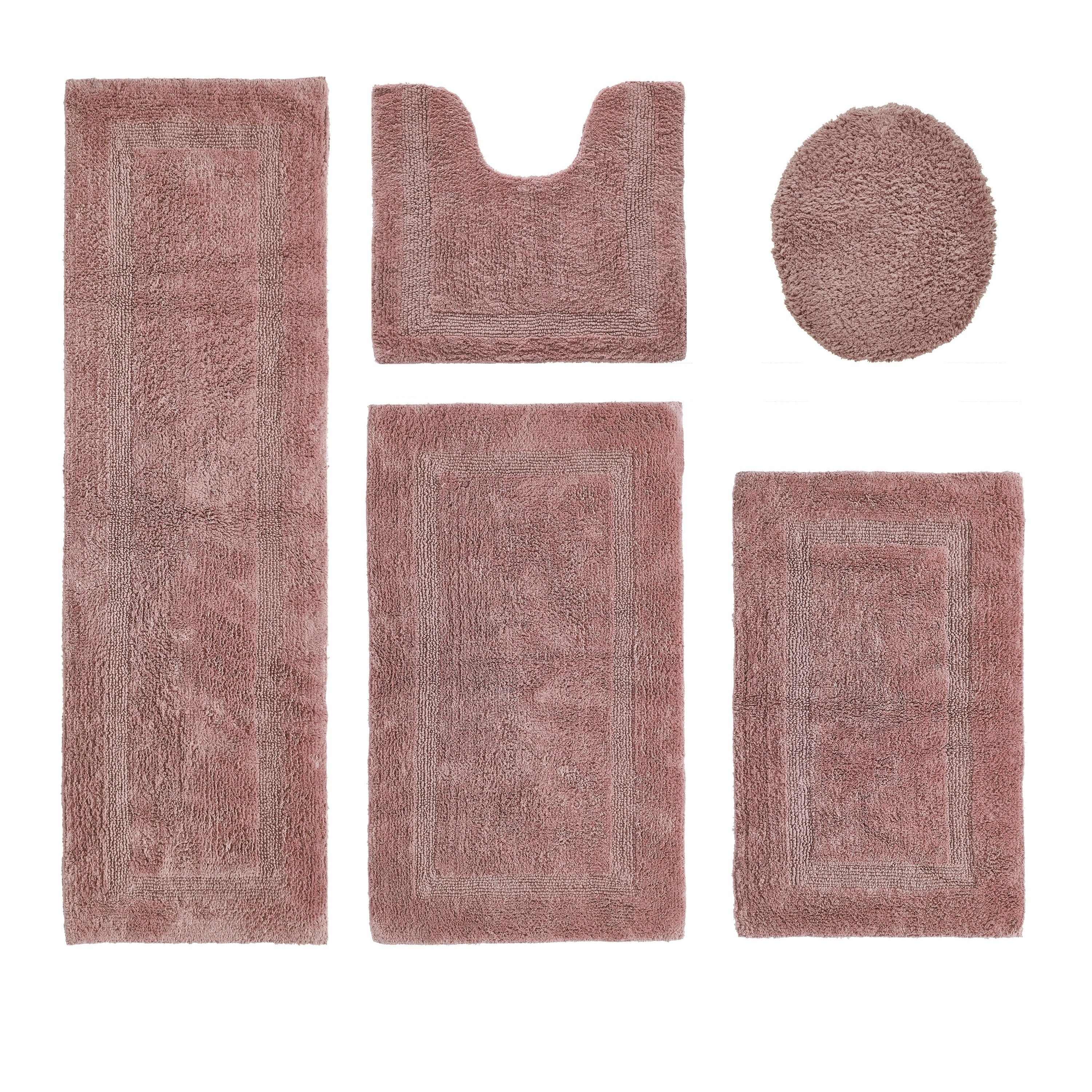 Better Trends Lux 5 Piece 100% Cotton Bathroom Rug Set, Tufted Reversible Bath Mats, Soft Water Absorbent Machine Washable Rug