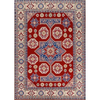Hand Knotted Oriental 100% Wool Carpet Traditional Geometric Red Kazak Area Rug - 11' 5'' X 8' 4''