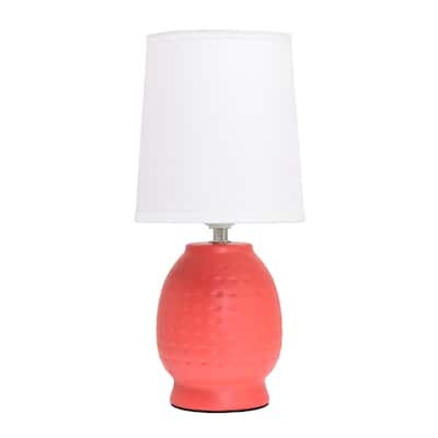 Ceramic Table Lamp with Fabric Shade for Small Spaces - 6 x 6 x 13 in. (L x W x H)
