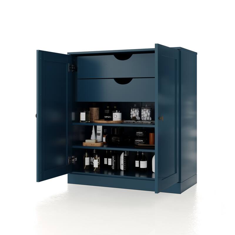 Palace Imports 100% Solid Wood 32" Bathroom Storage Cabinet with Shaker Doors, 2-Drawers and Adjustable Shelves