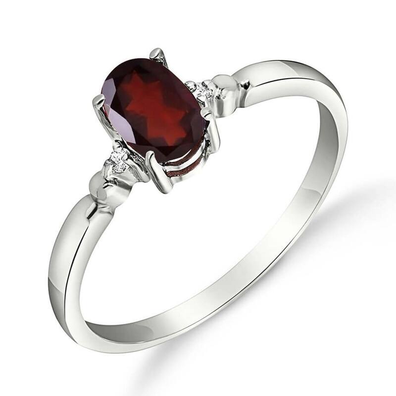 14k Solid Gold Natural Garnet Gemstone Ring w/ Diamonds 0.46 tcw