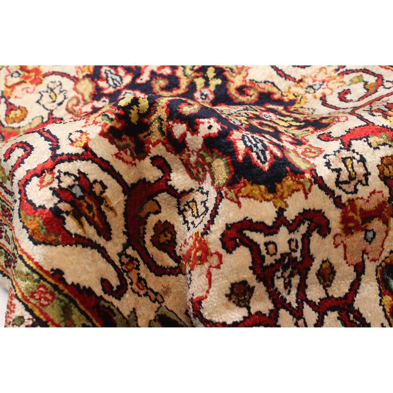 ECARPETGALLERY Hand-knotted Hereke Cream Silk Rug - 1'6 x 2'4