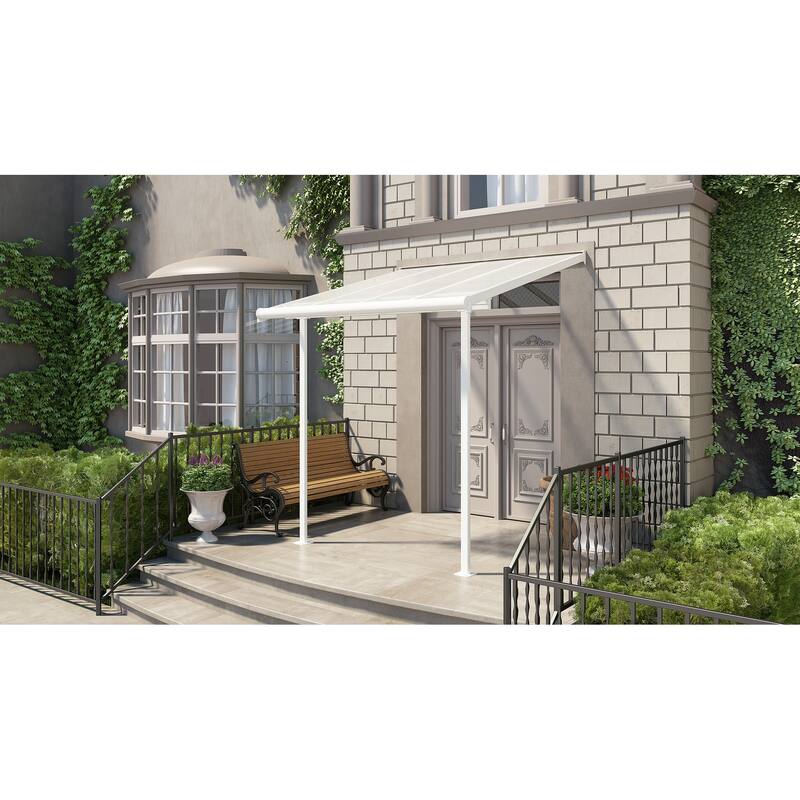 Sierra 7.5 ft. White & Grey Clear Panel Aluminum Patio Cover