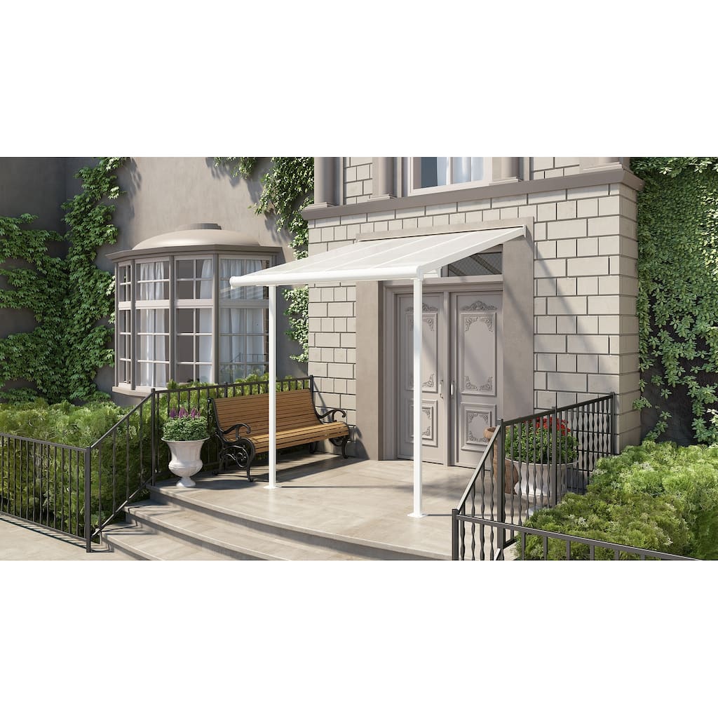 Sierra 7.5 ft. White & Grey Clear Panel Aluminum Patio Cover