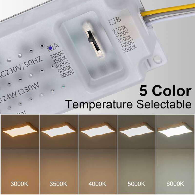 Integrated LED 5CCT Farmhouse Flush Mount Ceiling Light, 5 Color Temperature Selectable