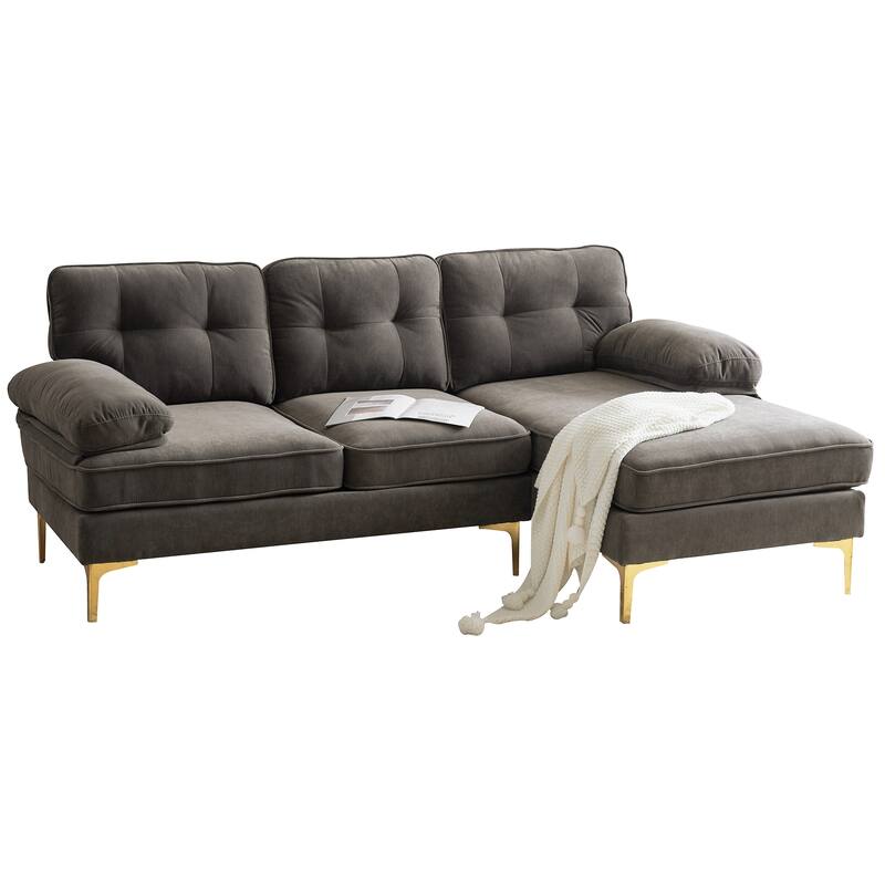 83" Modern Sectional Sofas Couches Velvet L Shaped Couches