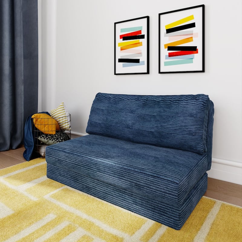 Max and Lily Fold 'n Fun Convertible Lounger Sleeper Sofa - Navy - Twin
