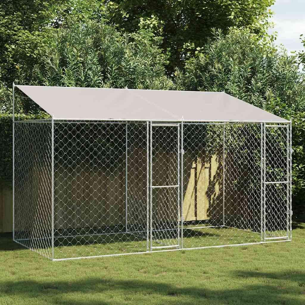 Dog Cage Silver 400/600/800 x 200 x 256 cm Galvanised Steel