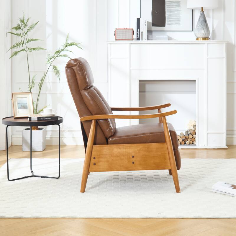 Modern 26.38" Upholstered Adjustable Chaise Lounge Chair with Wood Frame for Living Room