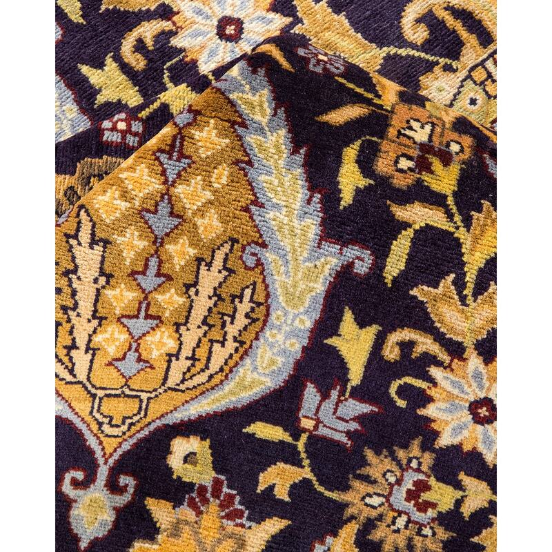 Overton Hand Knotted Wool Vintage Inspired Traditional Mogul Purple Area Rug - 8' 0" x 10' 7"
