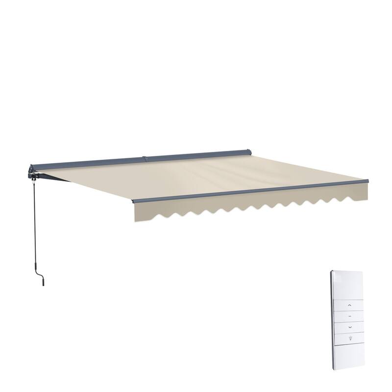 ALEKO Moroccan Semi-Cassette Motorized Patio Awning - Ivory Cream - 13 x 10 Feet