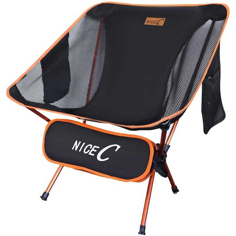 Ultralight Portable Folding Camping Backpacking Chair Compact & Heavy Duty Outdoor, Camping, with 2 Storage Bags&Carry Bag - Set of 1 Orange