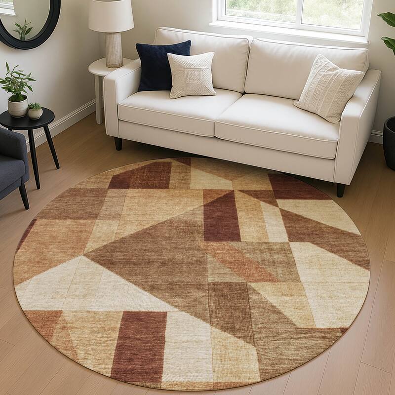 Machine Washable Indoor/ Outdoor Modern Geo Chantille Rug