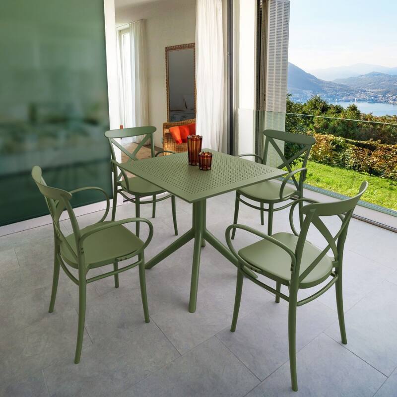 31" Olive Green Square Dining Table