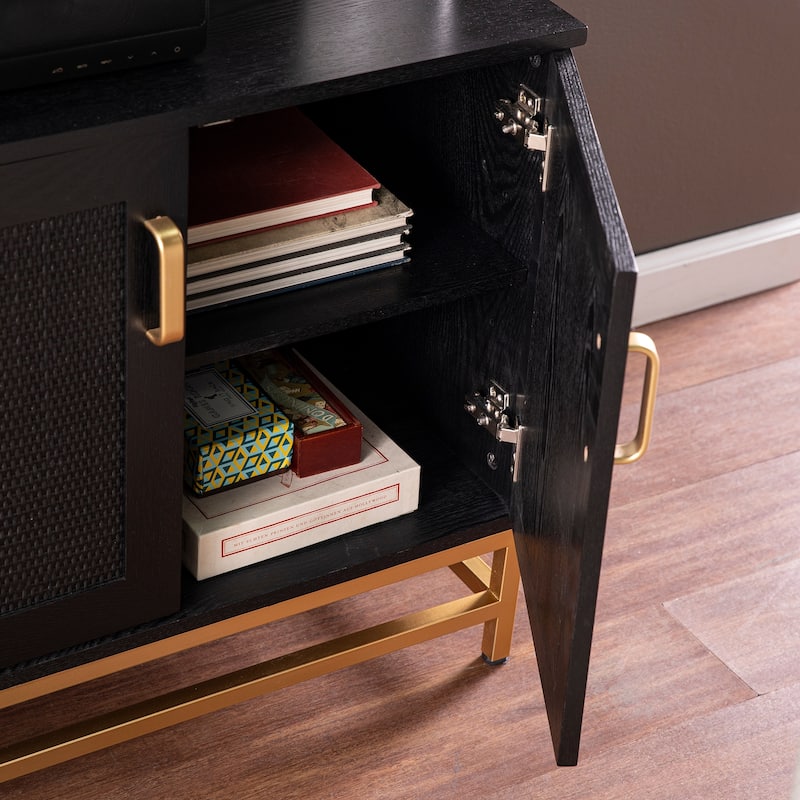 SEI Furniture Rennie Contemporary Black Wood Grain Media TV Stand for TV's up to 53"