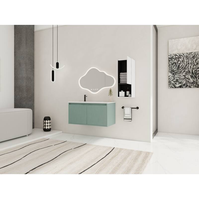 36" Floating Bathroom Vanity with Drop-Shaped Resin Sink