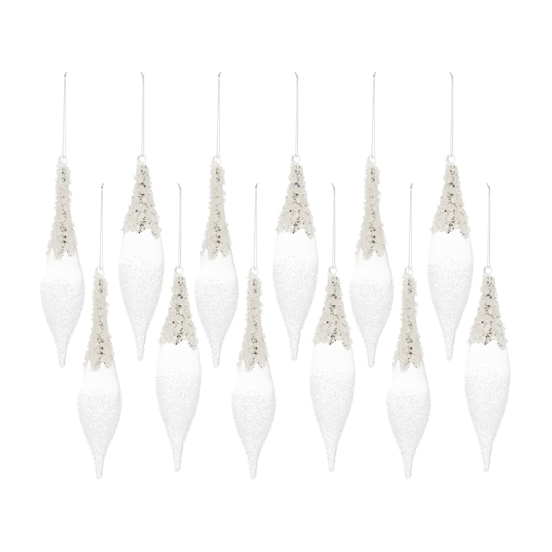 Glass Drop Ornament (Set of 12) - White