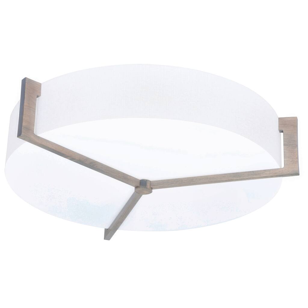 Apex 17-inch Weathered Grey LED Flush Mount, Linen White Shade