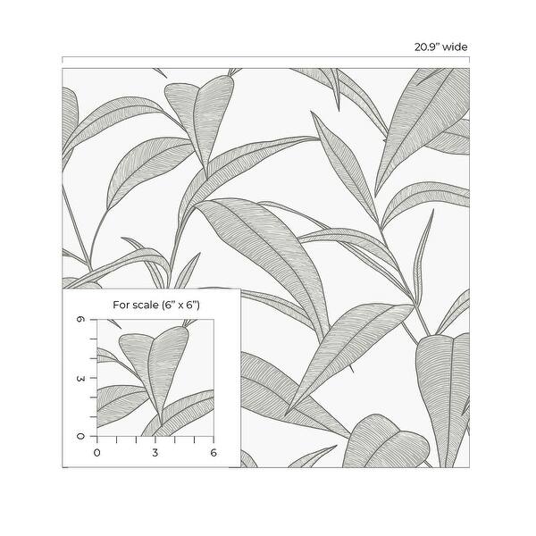 NextWall Pinstripe Leaf Trail Peel and Stick Wallpaper Bed Bath