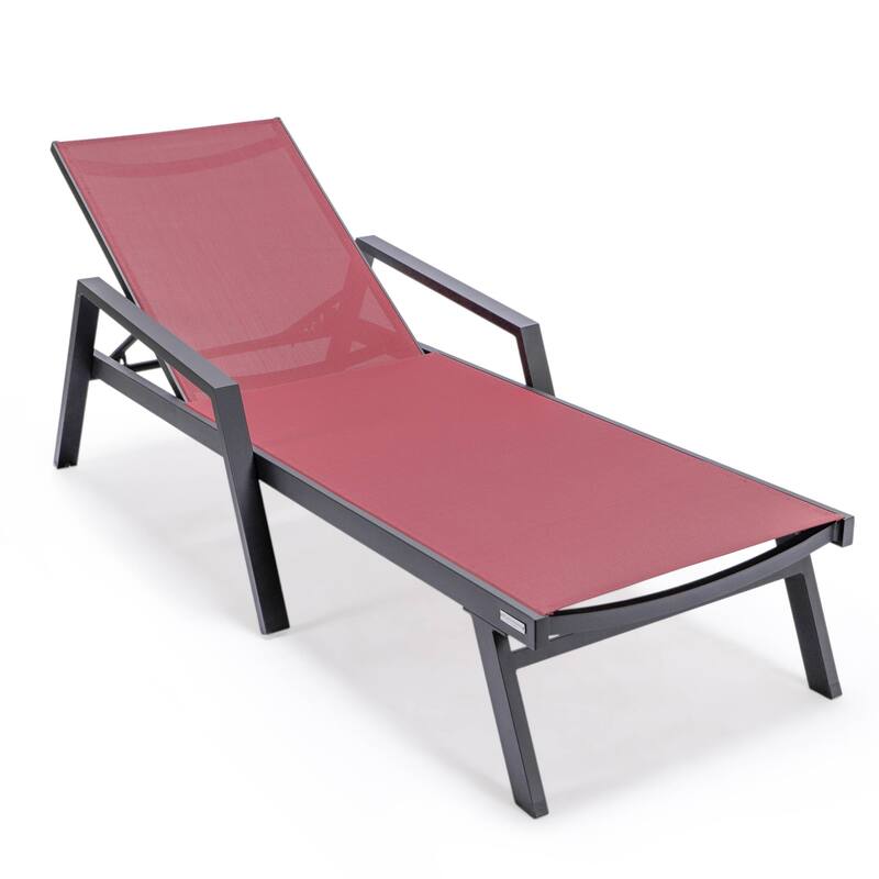 Aluminum Beach Pool Sun Lounge Chair Sling Mesh Fabric With Arms, Stackable Chaise Lounger (Set of 2) for Outdoor Backyard