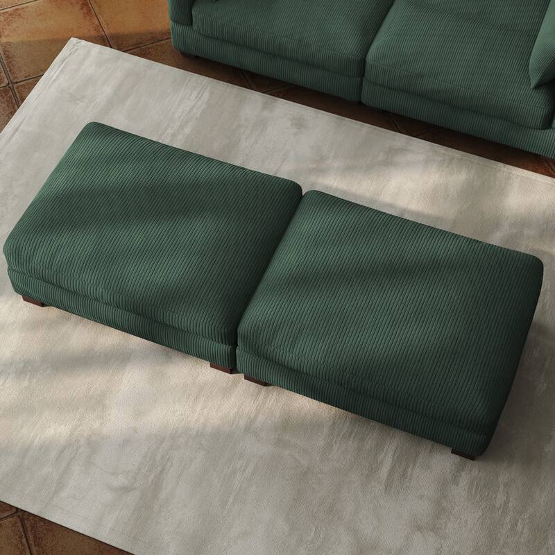 Set of 2 Upholstered Velvet Corduroy Ottoman