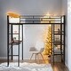 preview thumbnail 2 of 27, Twin Size Loft Metal Bed with 3 Layers of Shelves and Desk, Black