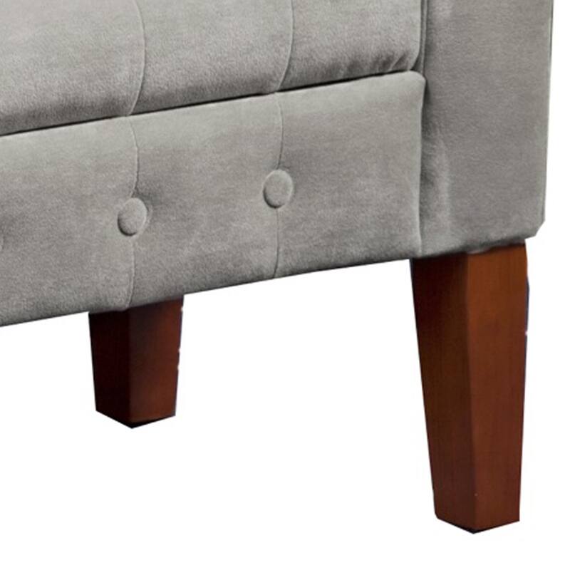 Velvet Upholstered Button Tufted Wooden Bench Settee With Hinged Storage - 23 H x 50 W x 18 L Inches