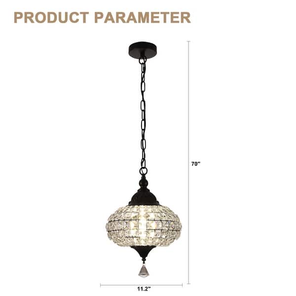dimension image slide 1 of 2, Bella Depot 11" Modern Crystal Dimmable Chandelier Luxuruy Lantern Pendant Light for Living Room Kitchen Island Hallway