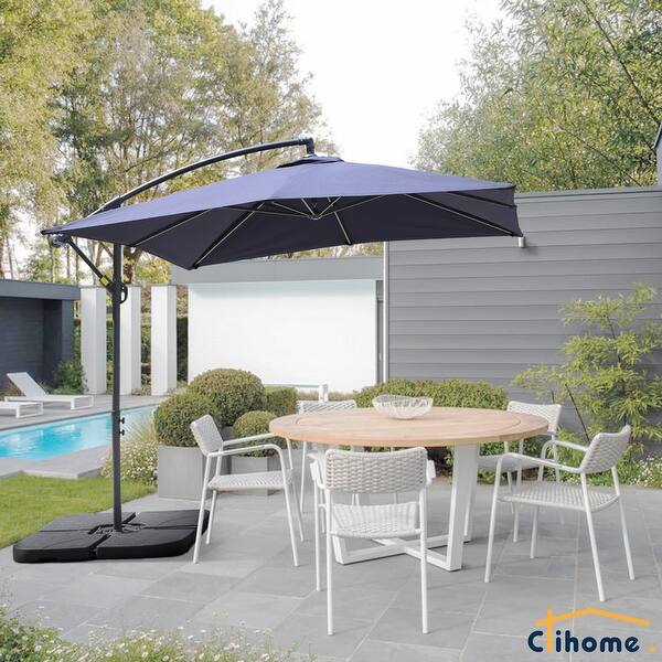 9.83 ft metal cantilever patio umbrella in gray PURPLE LEAF Outdoor 9' x 9' Square All-Weather Grey Put together the ideal combination of cantilever umbrella frame and all PURPLE LEAF Cantilever Outdoor Umbrella