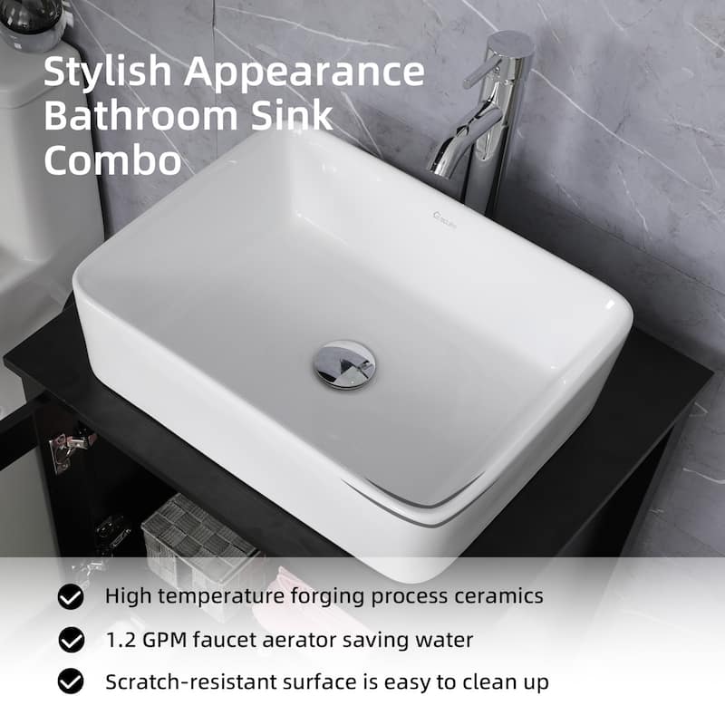 48" Bathroom Vanity Set Vessel Sink Faucet W/ Small Cabinet Combo