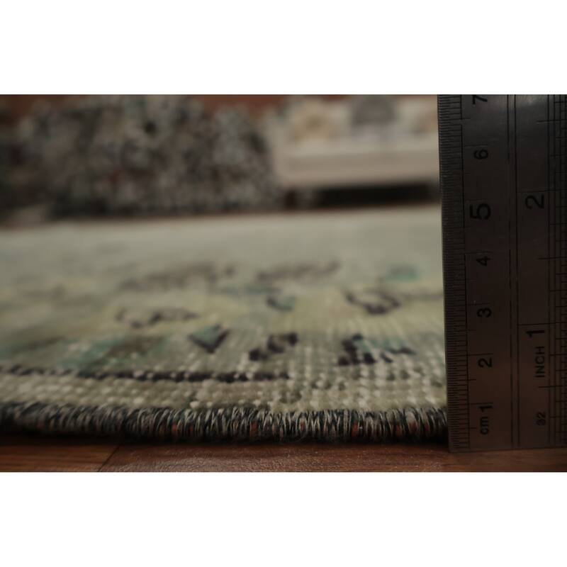 Hand Knotted Oriental 100% Wool Carpet Transitional Floral Green Anatolian Area Rug - 9' 5'' X 5' 6''